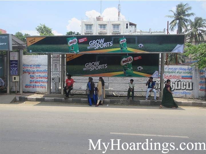 How to Book Bus Queue Shelter Hoardings Advertising Power House Bus Stop in Chennai, Tamil Nadu 